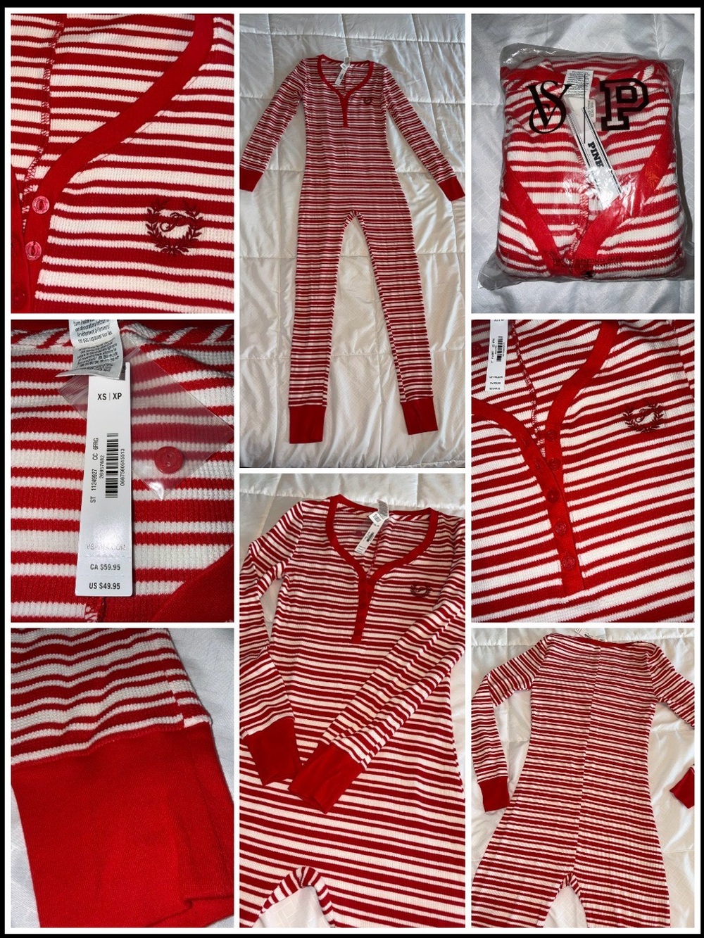 Victoria's Secret Pink - Red & White Striped Onesie Pajama